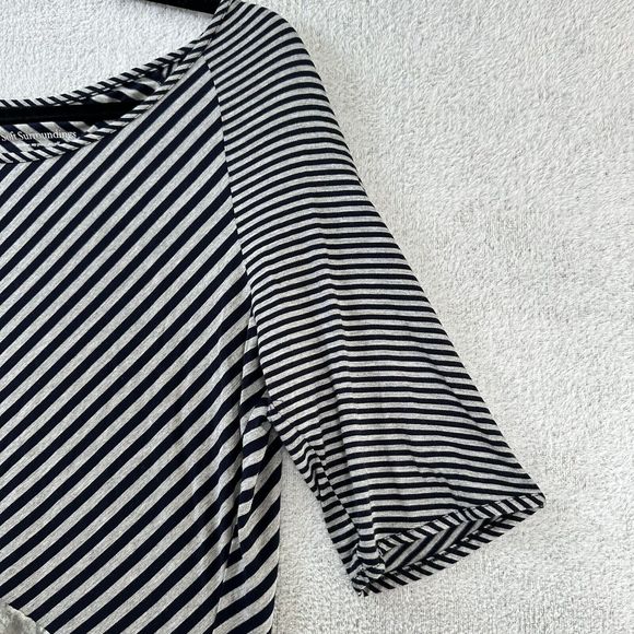 Soft Surroundings Womens L Striped Nautical Mixed Media Asymmetrical Tunic Top - Picture 5 of 9